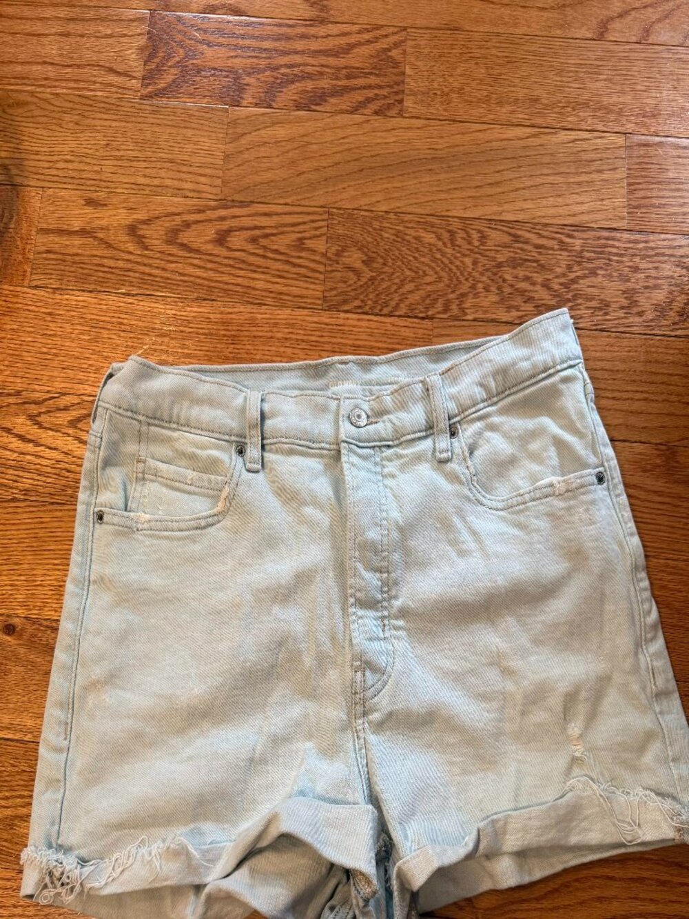 Light Wash Denim High-Waisted Shorts
